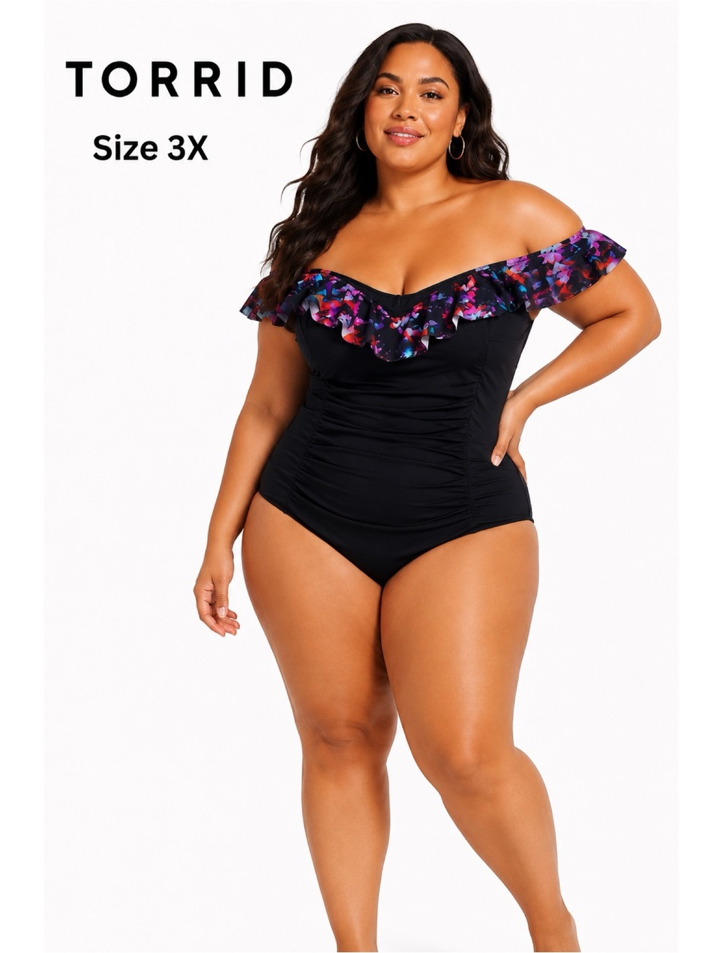 TORRID Flounce Off The Shoulder One Piece Swimsuit Size 3X - Picture 1 of 6